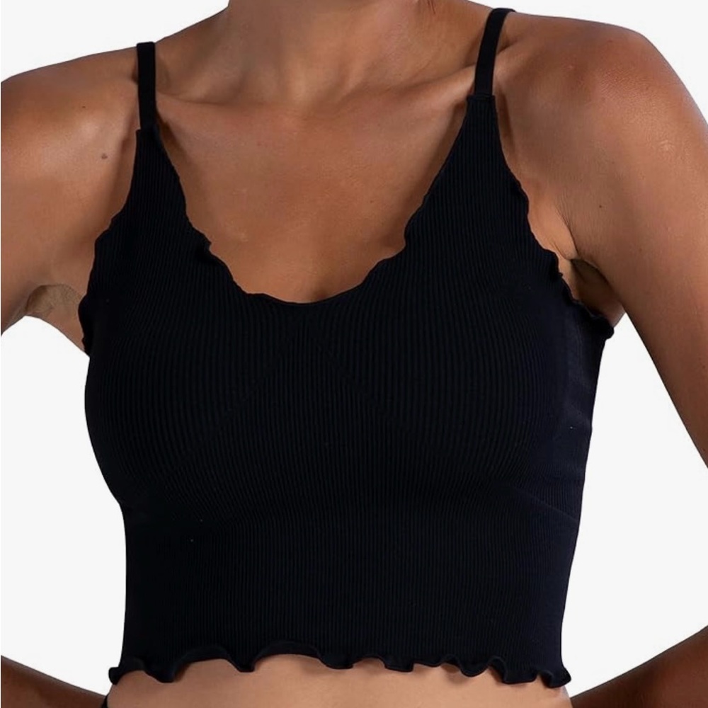 Black Ribbed Crop Top